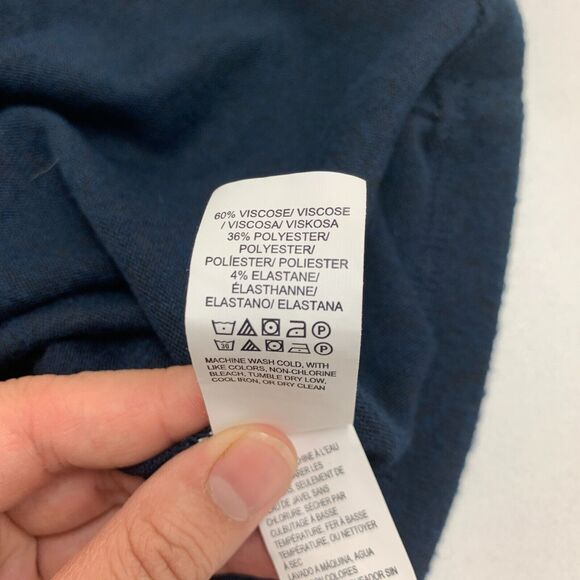 Lucky Brand Midi Dress Womens XS Navy Blue Stretch V Neck Long Sleeve Side Knot - Picture 11 of 15